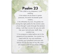 Christian Wall-Art Psalm 23 I Shall Not Want Inspirational Scripture Canvas Print for Living Room and Gift(Framed,08x12inch(20x30cm))