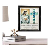 Christian Wall Decoration Sailor Glass - Cornice in legno fatta a mano, arte ispiratrice | Illustrazione religiosa di Gesù, stile crocifisso, elemento decorativo spirituale per la sala di preghiera