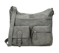 Christian Wippermann Borsa a tracolla da donna XL, grande, resistente, impermeabile, effetto pelle PU, molti scomparti e due - 30 x 26 x 12 cm, tracolla 155 cm, borsa da donna, grigio., 30 x 26 x 12