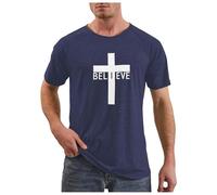 Christianity T Shirt per gli uomini Magliette Traspiranti Girocollo Casual Regular Fit Basic Top Plain Soft Sport Abbigliamento maschile, #02-05, S