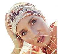 Christine Headwear Amia Turbante-Printed Linen Fascia per la Testa, Foglie Beige, Taglia Unica Donna