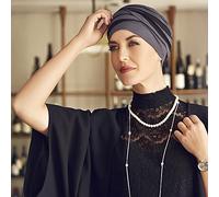 Christine headwear Turbante Shanti in Viscosa di bambù Nero e Blu