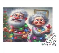 Christmas 100% Recycled Cardboard Santa & Mrs Claus 1000 Piece Puzzle for Adults The Impossible Challenge Fun Present 70x50cm/1000pcs