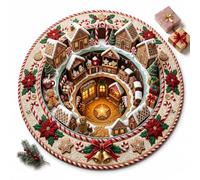 Christmas 3D Illusion Rug, Round Santa Portal Non-Slip Floor Mat (E,78.7") | Crystal Velvet Area Carpet • Holiday Vortex Artwork • Indoor Seasonal Accent