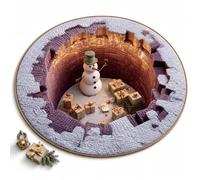 Christmas 3D Illusion Rug, Round Santa Portal Non-Slip Floor Mat (M,47.2") | Crystal Velvet Area Carpet • Holiday Vortex Artwork • Indoor Seasonal Accent