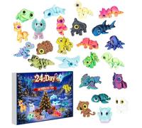 Christmas 3D Printed Animals Calendar 3D 24 Pieces Mini Fidget | Christmas Animals Fidget for Holiday Birthday Offices Home Room Door Window Tree School