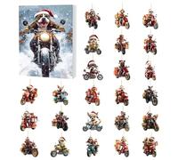 Christmas Advent 2025-24 Days Countdown Calendar | Puppy Christmas Advent, 2D Acrylic Ornaments Holiday Dog Riding Motorcycle Charm for Family Vacation Home Tree Wall Door Window Party Favors Holida