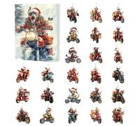 Christmas Advent 2025-24 Days Countdown Calendar | Puppy Christmas Advent, 2D Acrylic Ornaments Holiday Dog Riding Motorcycle Charm for Family Vacation Home Tree Wall Door Window Party Favors Holida