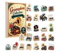 Christmas Advent Calendars 2026,2D Acrylic Gramophone Collectible Ornaments | 24 Days Countdown Calendar 2D Ornaments for for Gramophone Enthusiasts Home Celebration Festival