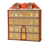 Christmas Advent Calendars, Wooden LED House, 24 Drawer Countdown Decor | Holiday Countdown, Christmas Tabletop Decor, Seasonal Display for Bedroom Dining Room Fireplace Entrance Table Bookshelf