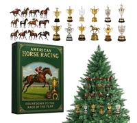 Christmas Advent Horse Racing - 2D Acrylic Decoration 24 Days, Racehorse Trophies Ornaments Countdown Calendar, For Home Christmas Tree Car Rearview Mirror Wall Door Equestrian Enthusiasts, 26x18cm