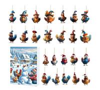 Christmas Advent Ornament, 24 Days Rooster Countdown Calendar