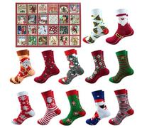 Christmas Advent Socks - 24 Day Countdown Calendar Holiday Gift Sock Set