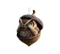 Christmas Animal Acorn Ornaments - 2D Acrylic Charm Decor, Animal Pattern Decorations Car Rearview Mirror Window Wall Door Winter Home Holiday Party Nature Lovers Festive Seasonal