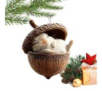 Christmas Animal Acorn Ornaments - 2D Acrylic Charm Decor, Animal Pattern Decorations Car Rearview Mirror Window Wall Door Winter Home Holiday Party Nature Lovers Festive Seasonal