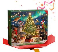 Christmas Animal Countdown - 24 Day Calendar For Holiday Fun | 2d Collectible Animal Toy Set, Surprise Gift Countdown Box, Festive Advent Activity For Kids, Family, Classroom Décor, 26x18cm Multicolor