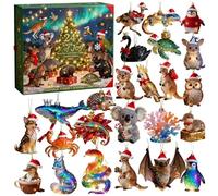 Christmas Animal Countdown, 24 Day Collectible 2d Toy, Holiday Countdown Gift for Kids Teens Adults, Perfect for Home Office Classroom Desk Tree or Vacation Display