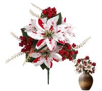 Christmas Artificial Flowers - Realistic Poinsettia Berry Decoration