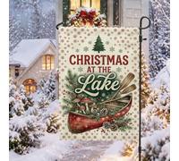 Christmas At The Lake Cabin Citazione Canoa Garden Flag 30,5 x 45,7 cm