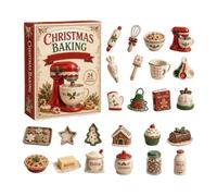 Christmas Baking Advent - 24 Day Acrylic Ornaments | Hanging Countdown | Baking Christmas Calendar - 2D Acrylic Charms | 24 Piece Holiday Countdown | Hanging Tree Decoration For Kids Adults