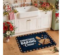 Christmas Baking Crew - Tappeto da cucina con omino di pan di zenzero, 50 x | Tappeto per lavello da cucina, motivo biscotti di pan di zenzero, decorazione stagionale per cucina, tema cottura