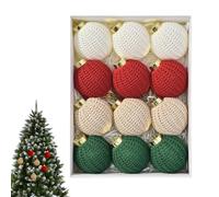 Christmas Ball Ornaments - Christmas Tree Ornaments Set | Farmhouse Boho Table Centerpieces |12 Pieces Yarn Holiday Tree Ornament for Garland Wreath Living Room Kitchen Mantel Balcony