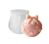 Christmas Ball Silicone Mold - Easy Release + Bow Snowflake Patternn | Silicone Christmas Ball Mould With Easy Release Bow And Snowflake Patternn For Candle Making, Wax, Plaster, Crafts And Table