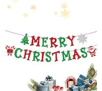 Christmas Banners for Inside - Santa Claus Glitter Party Decorations | Spiral Merry Christmas Garland for Ceiling Door Mantel Tree Living Room Office Entryway
