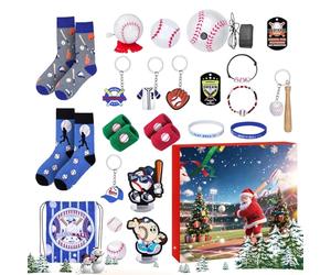 Christmas Baseball Advent - 24 Days Sports Accessories Set, Fun Countdown Calendar, Theme Gift Box, Holiday Surprise Collection, Daily Gear Reveal, Exciting Festive Activity for Kids and Adults