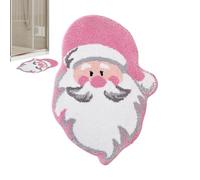 Christmas Bathroom Rug - Green Non-Slip Water-Absorbent Polyester Carpet | Santa Tree Bathtub Mat for Bath Rooms, Bedroom, Kitchen, Living Room, Porch | Indoor Outdoor Home Decor