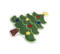 Christmas Bathroom Rug - Green Non-Slip Water-Absorbent Polyester Carpet | Santa Tree Bathtub Mat for Bath Rooms, Bedroom, Kitchen, Living Room, Porch | Indoor Outdoor Home Decor
