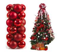 Christmas Baubles, 24-Pack Christmas Ball Ornaments with Strings,Shatterproof Plastic Bulbs, Hanging Decorations for Xmas Tree, Holiday, Wedding, Party (Red)