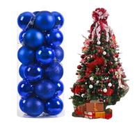 Christmas Baubles, 24-Pack Christmas Ball Ornaments with Strings,Shatterproof Plastic Bulbs, Hanging Decorations for Xmas Tree, Holiday, Wedding, Party (Royal Blue)