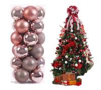 Christmas Baubles, 24-Pack Christmas Ball Ornaments with Strings,Shatterproof Plastic Bulbs, Hanging Decorations for Xmas Tree, Holiday, Wedding, Party (Rose Gold)