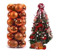 Christmas Baubles, 24-Pack Christmas Ball Ornaments with Strings,Shatterproof Plastic Bulbs, Hanging Decorations for Xmas Tree, Holiday, Wedding, Party (Bronze)