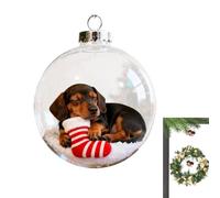 Christmas Baubles - ABS 8x8x8cm | Wildlife Wonders Crystal Glass Ornament Clear Christmas Ball 3D Glass Puppy Decoration | Puppy Christmass Tree Ornament For Holiday Celebration And Festive Home Displ