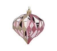 Christmas Baubles Diamond Ã 8 cm 6 Units Pink Golden Plastic