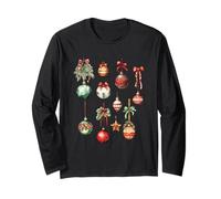 Christmas Baubles Retro Ornament Art Maglia a Manica
