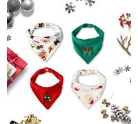 Christmas Bavaglino Neonato Confezione da 3 Disegni Bandana Bavaglini con Bottoni Regolabile Bavaglino Bambini bandana assorbente morbido, Cotone 1-3 anni (Christmas 4-Piece Bib)