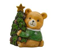 Christmas Bear Decorations - Rustic Vintage Hand-Painted Animal Sculpture