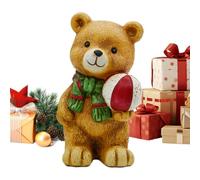 Christmas Bear Figurines - Winter Holiday Bear Decor - Hand Painted Resin S
