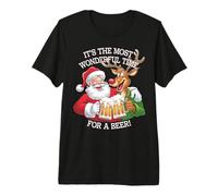 Christmas Beer Lover Most Wonderful Time Babbo Natale Renna Maglietta Premium