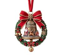 Christmas Bell Decoration Series, Xmas Keepsake Pendant, Christmas Bow Ornament Handcrafted Metal DIY Hanging Craft Collectables for Xmas Trees Home Party Party Gifts (C)