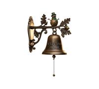 Christmas Bell Decoration, Vintage Doorbell Snowman Santa Reindeer, 18cm/7.09 inches Cast Iron Hanging Bells, Festive Garden Accent, Antique Finish for Farmhouse, Yard, Porch, Indoor Holiday Display