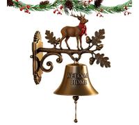 Christmas Bell Decorations, Farmhouse Holiday Welcome Bell, 7.09 x 7.09 Inches Compact Heavy Duty Seasonal Hanging Decor for Living Room, Kitchen, Porch, Yard, Garden and Indoor Winter Display