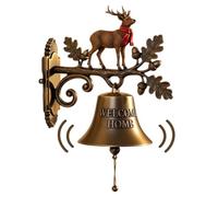 Christmas Bell Decorations, Festive Hanging Welcome Bells with Christmas Theme Design, Farmhouse Holiday Seasonal Ornament for Entryway, Garden, Indoor Home Wall and Door Display