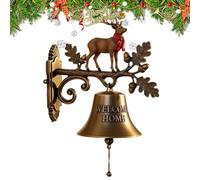 Christmas Bell Decorations, Holiday Welcome Bells with Christmas Theme Design, Rustic Farmhouse Seasonal Hanging Ornament for Entryway Porch Yard Kitchen Garden Indoor Outdoor Holidays Display Décor