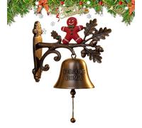 Christmas Bell Decorations, Holiday Welcome Chime, Farmhouse Festive Ornament, Seasonal Entryway Accent, Rustic Indoor Outdoor Decor for Home Kitchen Porch Garden Display, 7.09x7.09 inches