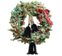 Christmas Bell Ornaments, Metal Christmas Harmony Bells with Rope, Vintage Home Decor for Bedroom Fireplace Classroom Door Wreaths Window Staircase Tree Mantel Porch Table Office Patio