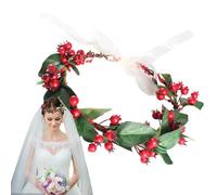 Christmas Berry Crown, Christmas Flower Crown For Women, Artificial Leaves Headband, Christmas Headband For Women, Beach Hair Wreath For Women, Photo Props For Christmas, Christmas Holiday Crown